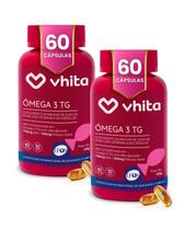 Ômega 3 1000mg TG - Importado e Rico EPA DHA Com Selo IFOS e Vitamina E de 60 cápsulas Vhita 2 unidades Ômega 3 1000mg TG - Importado e Rico EPA DHA Com Selo IFOS e Vitamina E de 60 cápsulas Vhita 2 unidades