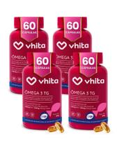 Ômega 3 1000mg TG - Importado e Rico EPA DHA Com Selo IFOS e Vitamina E de 60 cápsulas Vhita 4 unidades