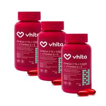 Ômega 3 1000mg Vitamina D e Coenzima Q10 Suplemento 3 em 1 3potes 60 cápsulas cada