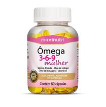 Ômega 3 6 9 Mulher 60 Cápsulas Maxinutri Óleo de Peixe Óleos Vegetais Suplemento de Gorduras Boas