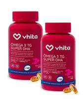 Ômega 3 DHA 1000mg Com Vitamina E Rico Em DHA - Tecnologia TG e Selo IFOS 60 cápsulas Vhita 2 unidades