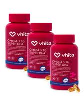 Ômega 3 DHA 1000mg Com Vitamina E Rico Em DHA - Tecnologia TG e Selo IFOS 60 cápsulas Vhita 3 unidades