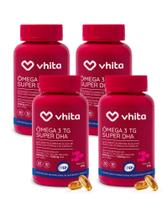 Ômega 3 DHA 1000mg Com Vitamina E Rico Em DHA - Tecnologia TG e Selo IFOS 60 cápsulas Vhita 4 unidades