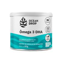 Ômega 3 DHA 500mg Vegano Microalgas 100%Natural Ocean Drop Antinflamatório Antioxidante Livre de metais pesados Regula os triglicerídeos