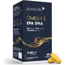 Ômega 3 EPA 660 mg + DHA 440mg + Vit E - 60 Capsulas - Pura Vida - PURAVIDA