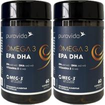 Ômega 3 Epa Dha Com Vitamina E 2 X 60 Cápsulas Puravida