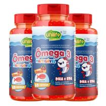 Ômega 3 Kids DHA e EPA 60 cap mastigáveis de 450mg Kit com 3 Ômega 3 Kids DHA e EPA 60 cap mastigáveis de 450mg Kit com 3