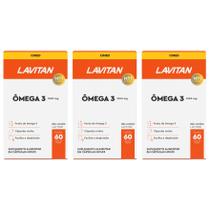 Omega 3 Lavitan 1000mg Kit 3 Unidades 60 Capsulas Cada Oleo de Peixe EPA DHA Original