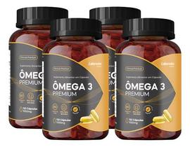 Ômega 3 Óleo De Peixe Concentrado 1000mg 120 Cápsulas x 4 Potes Premium 480 cápsulas