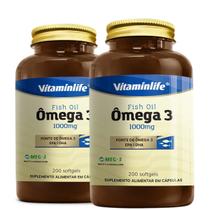 Ômega 3 Óleo de Peixe Diversas Quantidades 200 Cápsulas 1000mg Vitaminlife Ômega 3 Óleo de Peixe Diversas Quantidades 200 Cápsulas 1000mg Vitaminlife