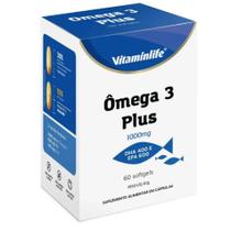 Ômega 3 Plus DHA 400 EPA 600 1000mg 60 Softgels Vitaminlife