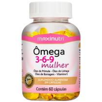 ômega 3,6,9 Mulher (Linhaça, Prímula e Borragem) + Vitamina E 60 cápsulas Maxinutri