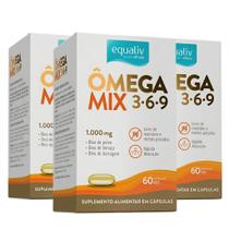Ômega Mix 3.6.9 1000mg Equaliv Com 60 Caps Gelatinosa Kit Com 3 Ômega Mix 3.6.9 1000mg Equaliv Com 60 Caps Gelatinosa Kit Com 3