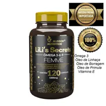 Omega Mulher 3 6 9 Femme Linhaça Borragem Primula Vitamina E 120cápsulas - Alisson Nutrition Omega Mulher 3 6 9 Femme Linhaça Borragem Primula Vitamina E 120cápsulas - Alisson Nutrition