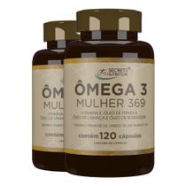 Omega Mulher 3 6 9 Óleo Linhaça Borragem Primula 2x120 capsulas softgels - Secrets Nutrition Omega Mulher 3 6 9 Óleo Linhaça Borragem Primula 2x120 capsulas softgels - Secrets Nutrition