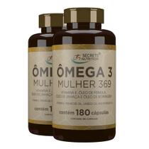 Omega Mulher 3 6 9 Óleo Linhaça Borragem Primula 2x180 capsulas softgels - Secrets Nutrition