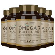Omega Mulher 3 6 9 Óleo Linhaça Borragem Primula Vitamina E 5x60 capsulas - Secrets Nutrition