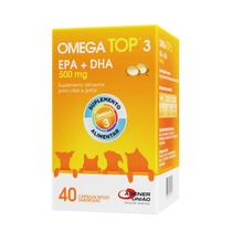 Omega Top 3 500mg Suplemento Alimentar para Cães e Gatos 40 Cápsulas