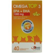 Omega Top 3 EPA + DHA 1000mg Suplem. Alimentar C/ 40 cápsulas Moles Saborosas P/ Cães e Gatos - Agen - Agener