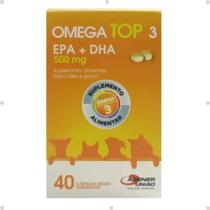 Omega Top 3 EPA + DHA 500mg Suplem. Alimentar C/ 40 cápsulas Moles Saborosas P/ Cães e Gatos - Agener União