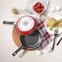 Omeleteira / tortilleira antiaderente vermelha 20cm - luxury alumínio oliveira