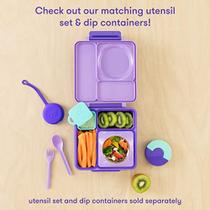 OmieBox Bento Box for Kids - Lancheira Bento Isolada com frasco de alimentos termos à prova de vazamento - 3 compartimentos, duas zonas de temperatura - (roxo) (único) (embalagem pode variar)