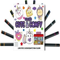 On Line Editora Livro de Colorir Cute e Comfy 3ª Edição 23x23 cm com 12 Canetas Roxas On Line Editora Livro de Colorir Cute e Comfy 3ª Edição 23x23 cm com 12 Canetas Roxas