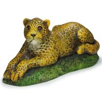 Onça Pintada Escultura de Resina Estatueta Felino Decorativa