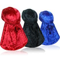 Onda de veludo triturado Durag ASHILISIA com cauda extra longa Onda de veludo triturado Durag ASHILISIA com cauda extra longa