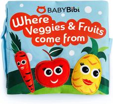 Onde vegetais e frutas vêm de livro de bebê de pano, presentes para bebês, brinquedos educativos, brinquedos infantis, idades 3+ meses - BabyBibi