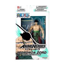 One piece - boneco articulado - roronoa zoro - three sword - bandai