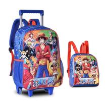 One Piece Kit Escolar Mochila Carrinho Com Lancheira Térmica