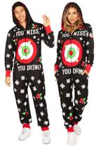 Onesie Tipsy Elves Christmas Black Drinking Game Adulto