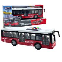 Onibus Brinquedo Com Sons Luzes Fricção Abre Porta Miniatura 27cm