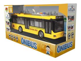 Ônibus Com Luz E Som Carro Fricção Dm Toys Amarelo Dmt6165 - Dm Brasil