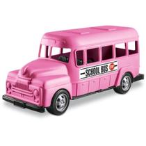 ônibus Escolar Rosa Classic PINK BUS 23CM com Roda Livre ônibus Escolar Rosa Classic PINK BUS 23CM com Roda Livre