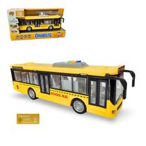 Onibus Friccao com Luz e Som DM Toys Amarelo Portas Abrem Tamanho 28cm Brinquedo Recreativo