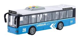 Ônibus Miniatura Fricção Som Luz E Abre Portas 28Cm Azul