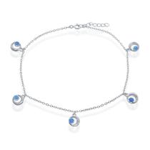 Opalata R-9239 Feminino Sterling Blue Opala Crescente Lua Ankl