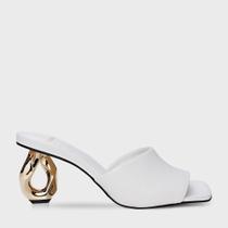 Open mule salto elo couro branco 672002