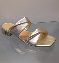 Open Mule Tabita Couro Lumina Ouro Light