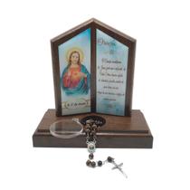 Oração De Mesa Com Porta Terço Sagrado Coração De Jesus