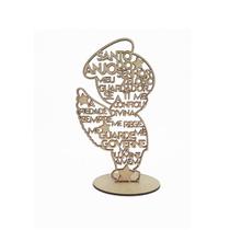 Oração Santo Anjo Com Base 20cm Enfeite Decoração Laser - MDF Madeira