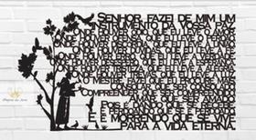 Oração São Francisco 60X33Cm Lettering Mdf Escultura Parede - Império das artes