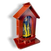 Oratorio Capela Madeira Com Imagem Ns Aparecida 10cm e Luz