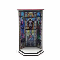 Oratório De Madeira Vitral Ressurreição Resinado Oratório De Madeira Vitral Ressurreição Resinado