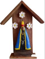 Oratório de Nossa Senhora Aparecida em madeira quadro religioso decorativo - Inspire Arte