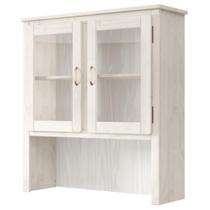 Oratório em Madeira Maciça com 2 Portas de Vidro Branco Envelhecido