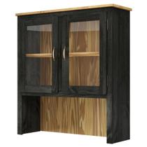 Oratório em Madeira Maciça com 2 Portas de Vidro Preto Oliva