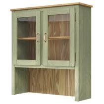 Oratório em Madeira Maciça com 2 Portas de Vidro Verde Oliva Oratório em Madeira Maciça com 2 Portas de Vidro Verde Oliva